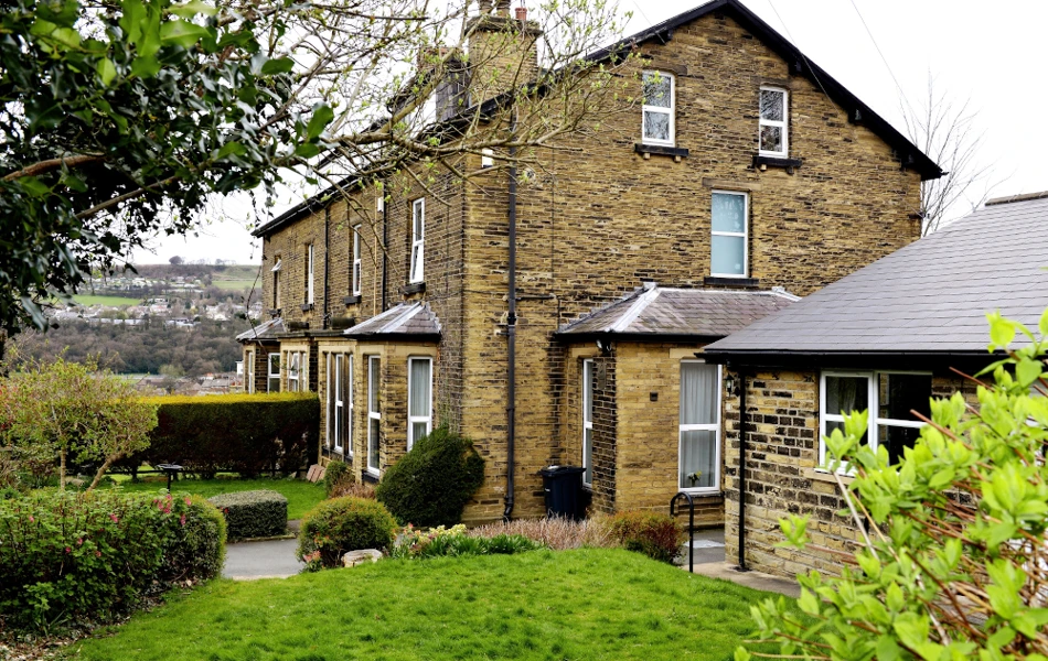Wood View's gardens with trees and shrubs