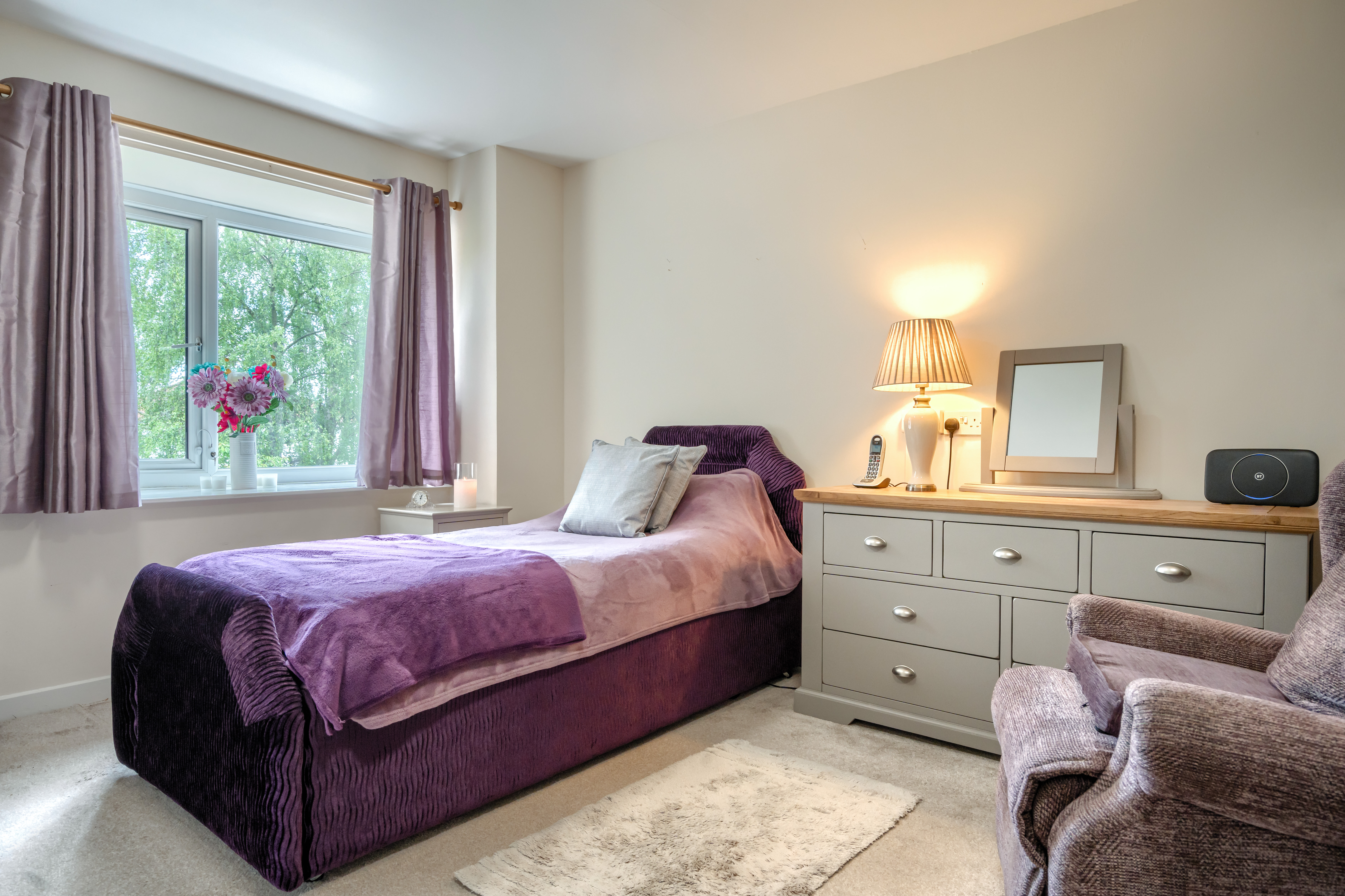 single-bedroom-with-purple-decor at Abbeyfield House, Lincoln LN1 3HJ