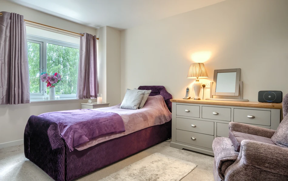 single-bedroom-with-purple-decor at Abbeyfield House, Lincoln LN1 3HJ