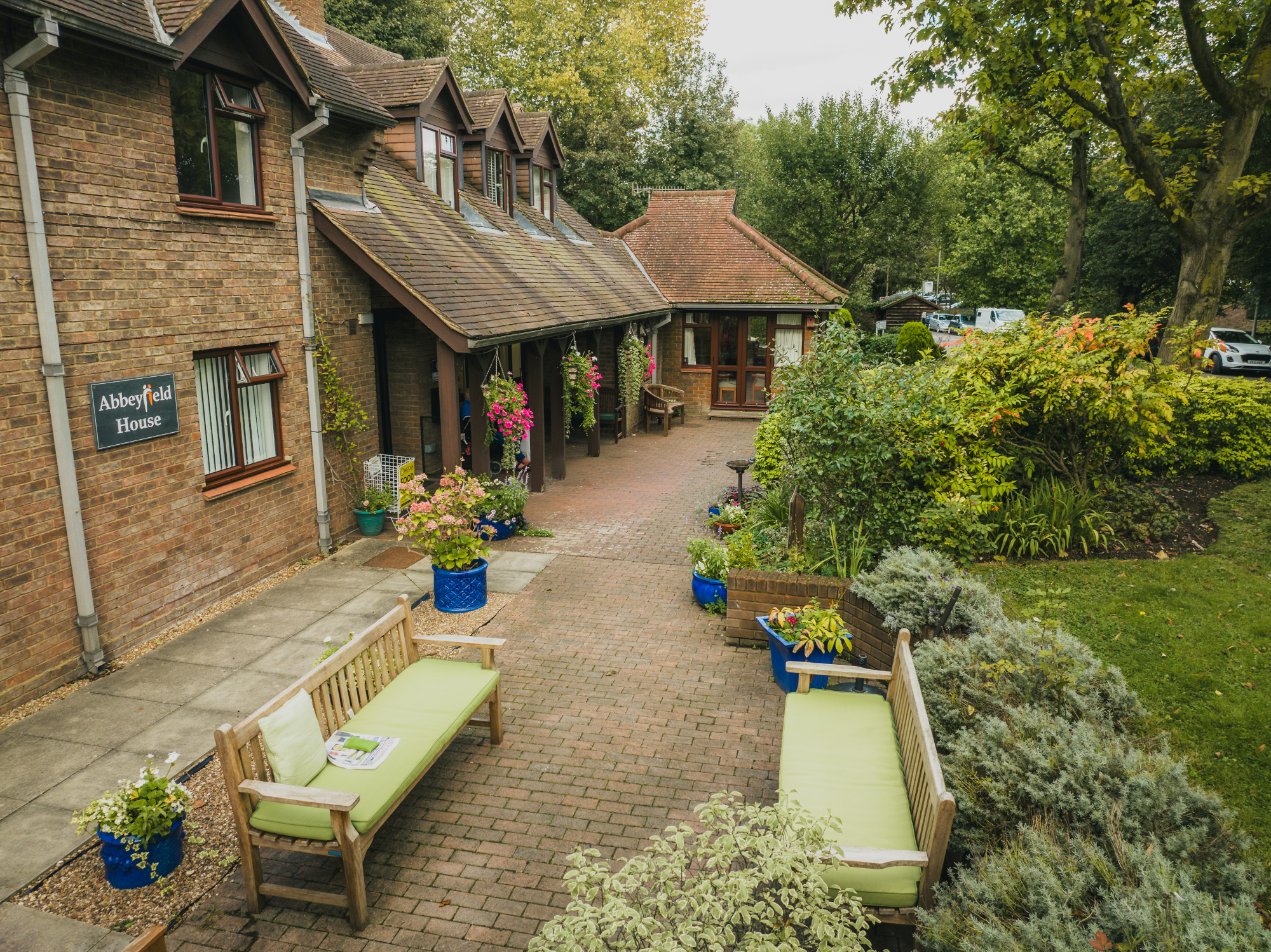 Patio area outside Abbeyfield House, Great Missenden HP16 9AE