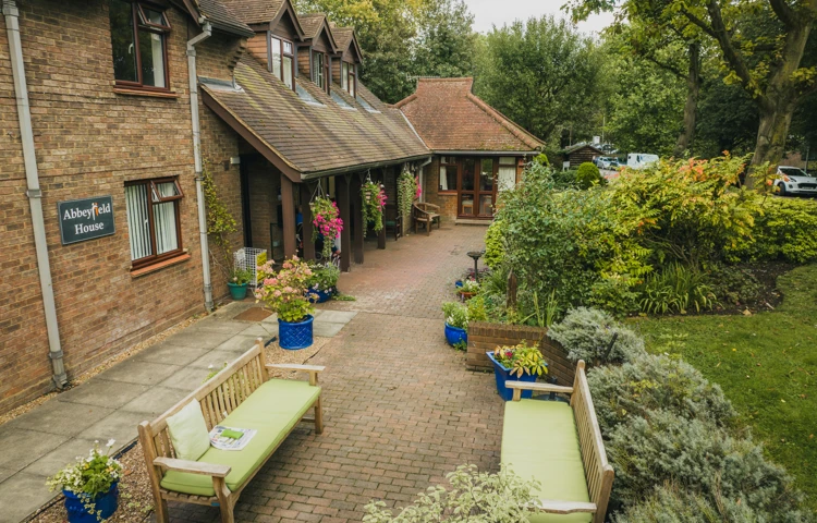 Patio area outside Abbeyfield House, Great Missenden HP16 9AE