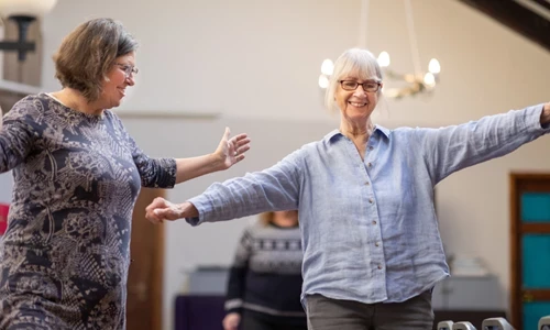 Lady balancing in a yoga pose