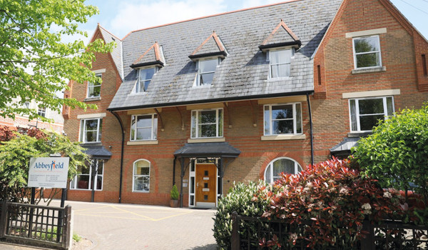 Front entrance of Abbeyfield House, Reading, a residential care home for older people in Reading