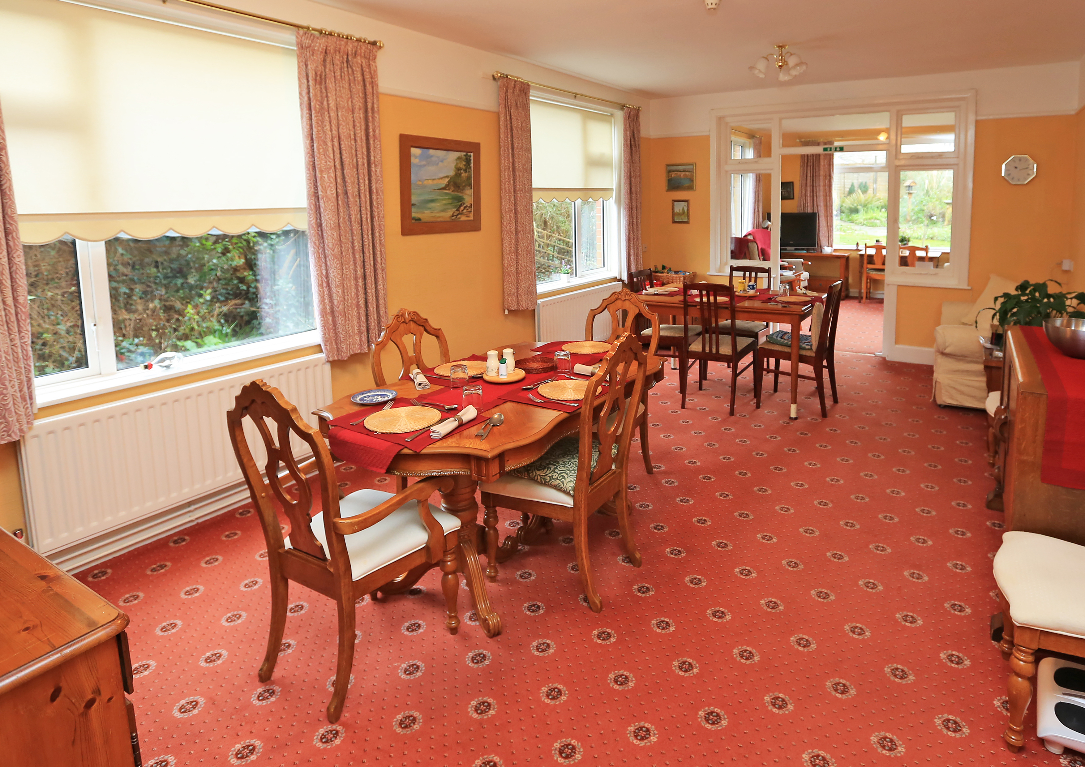 Lunch and dinner are served daily in the dining room