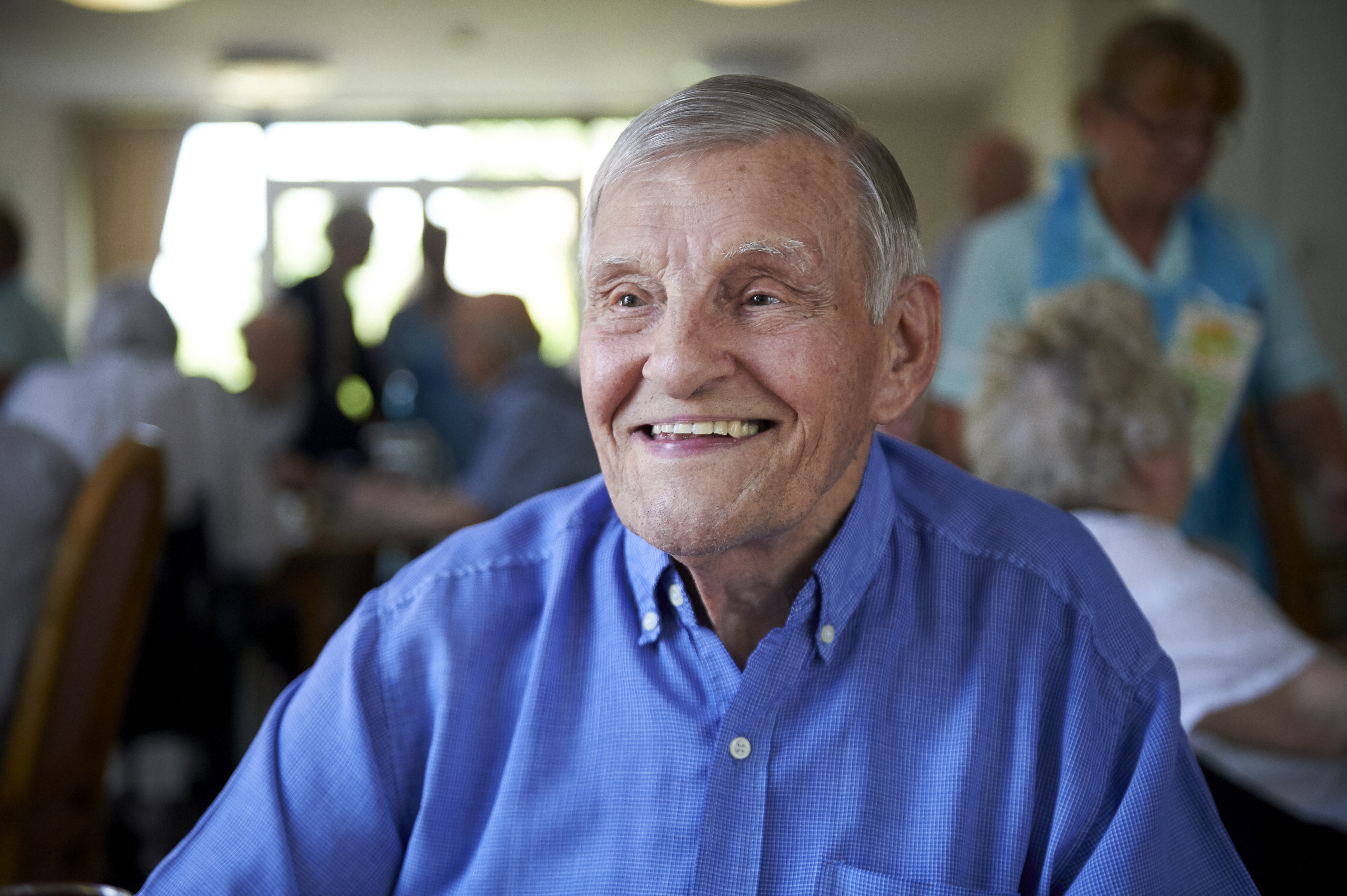 Smiling and happy resident at Westhall House