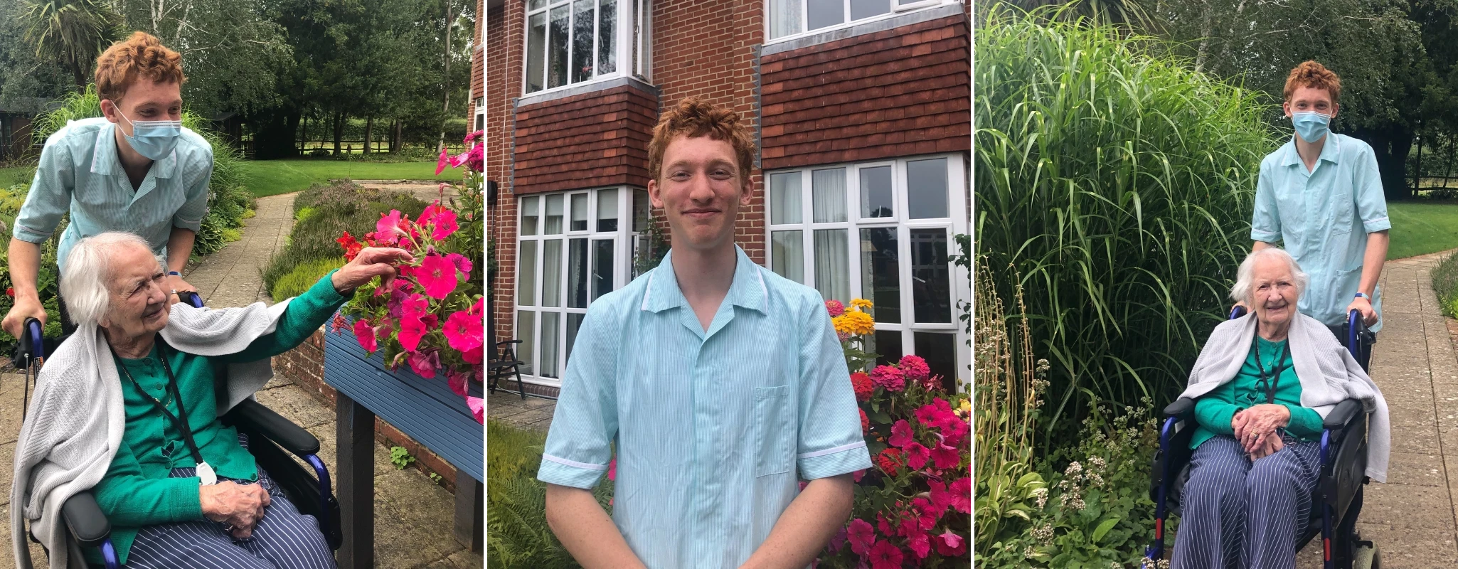 Collage of photos of Toby and resident at Westall House