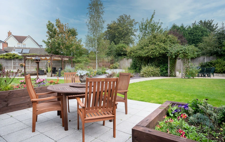 Patio and gardens at Hampton House, Solihull B91 2QT