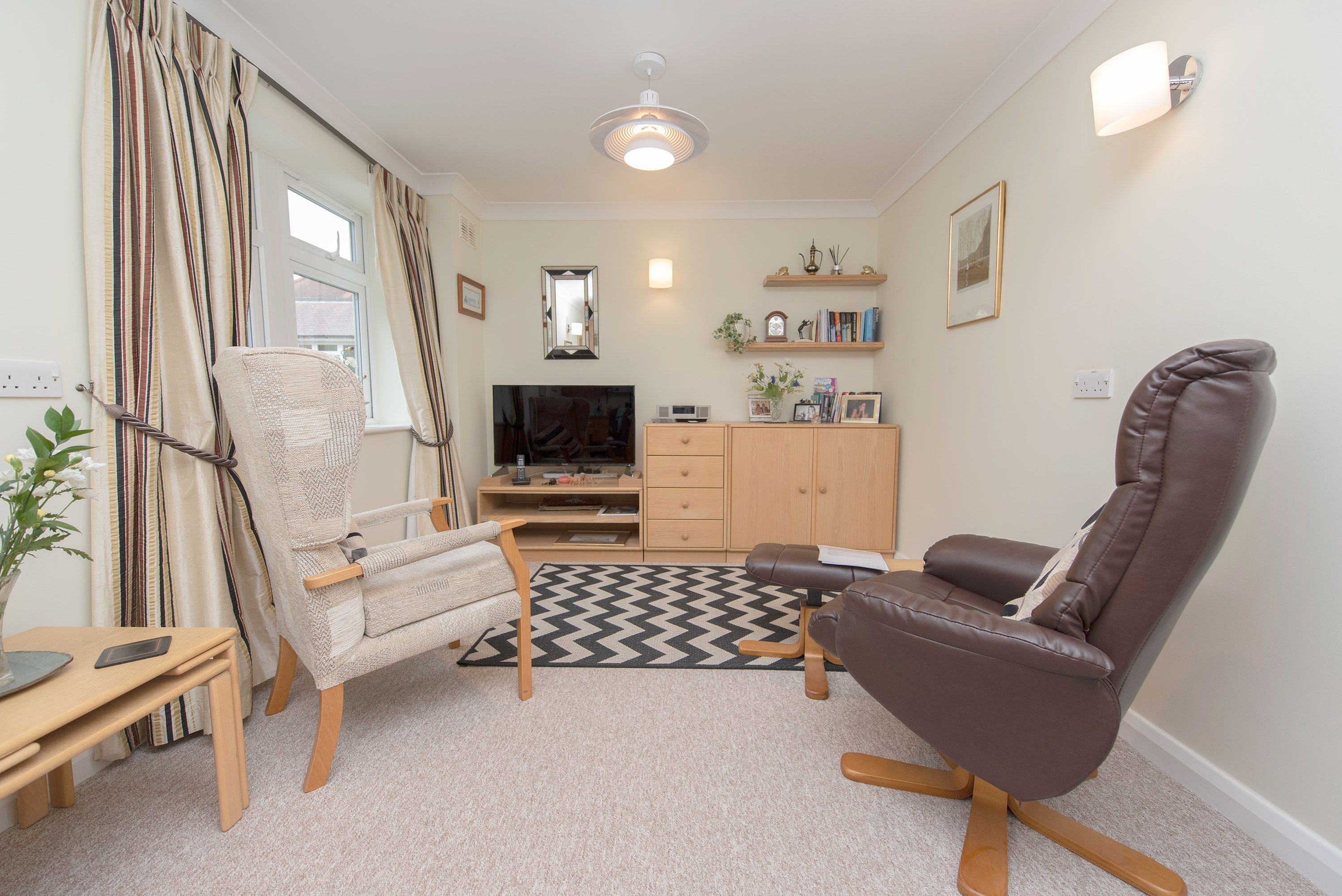 Resident's living room at Westbourne House, Bournemouth BH4 9DS