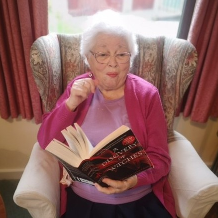 resident-reading-book at Abbeyfield House, Chipping Sodbury BS37 6LB