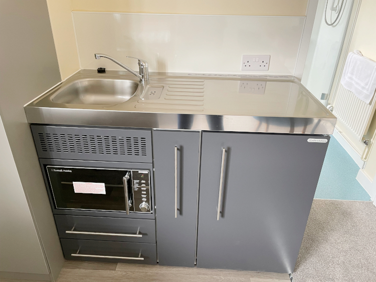 Microwave and sink unit at Abbeyfield House, Chipping Sodbury BS37 6LB