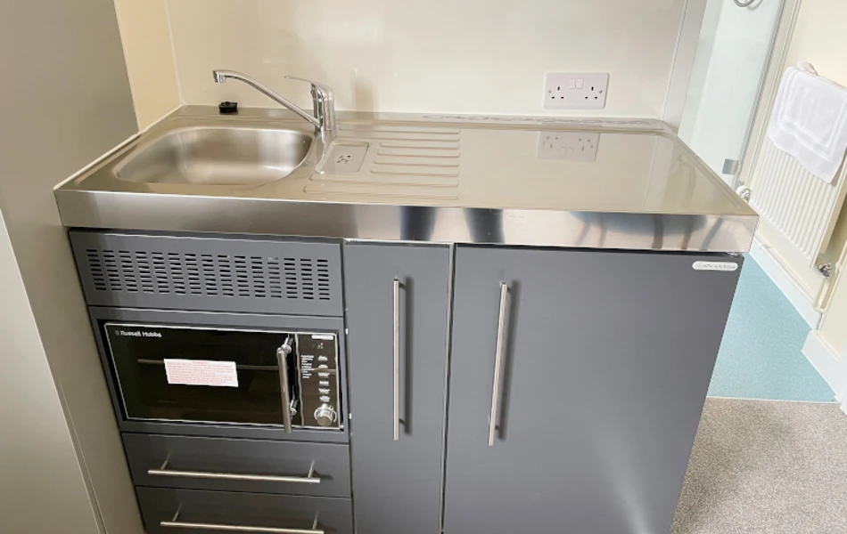 Microwave and sink unit at Abbeyfield House, Chipping Sodbury BS37 6LB