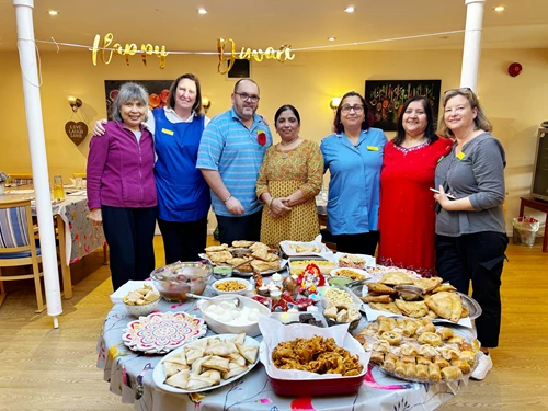 Staff Celebrating Diwali at Friars Mead, Kings Langley WD4 8DR