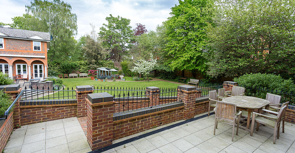 View of ramp from the patio in the garden at Lee House