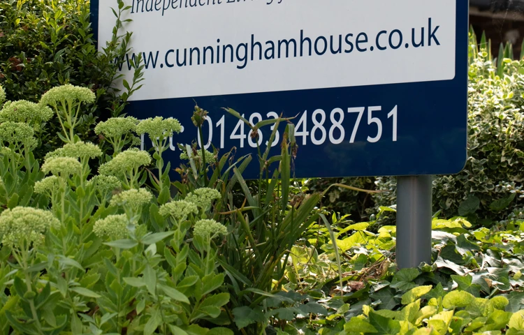House Sign At Cunningham House Woking Gu24 0Jn Crop