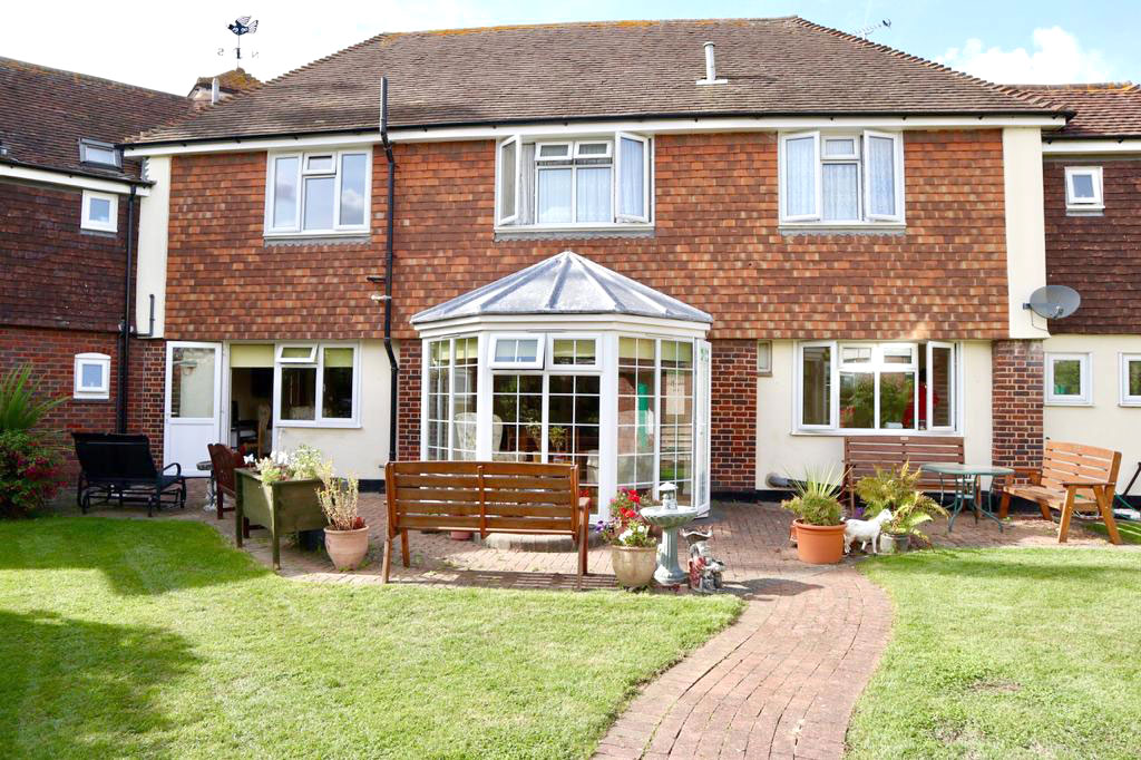 Patio in the back garden at Abbeyfield House, Canvey Island