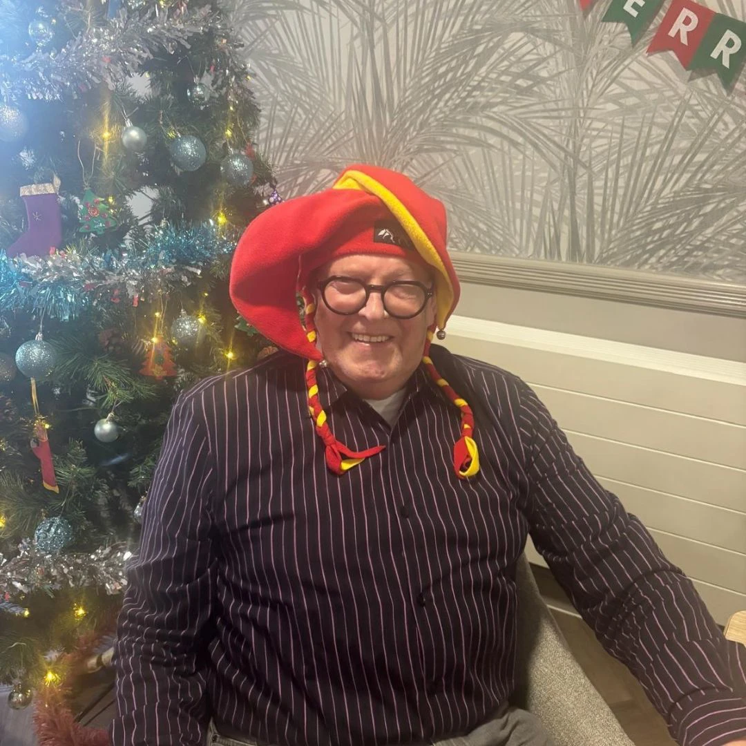 Xmas attire on a resident at Holdenhurst