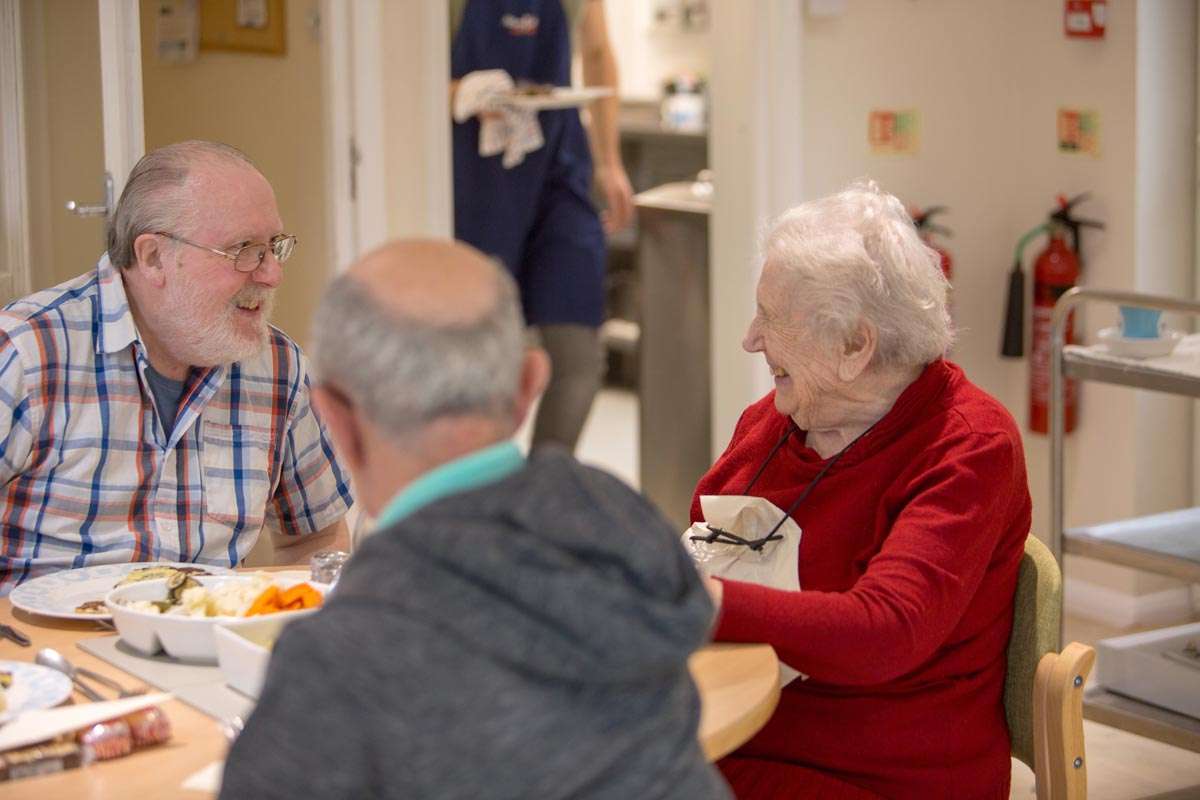 Happy residents at Abbeyfield House, Hove BN3 4GB