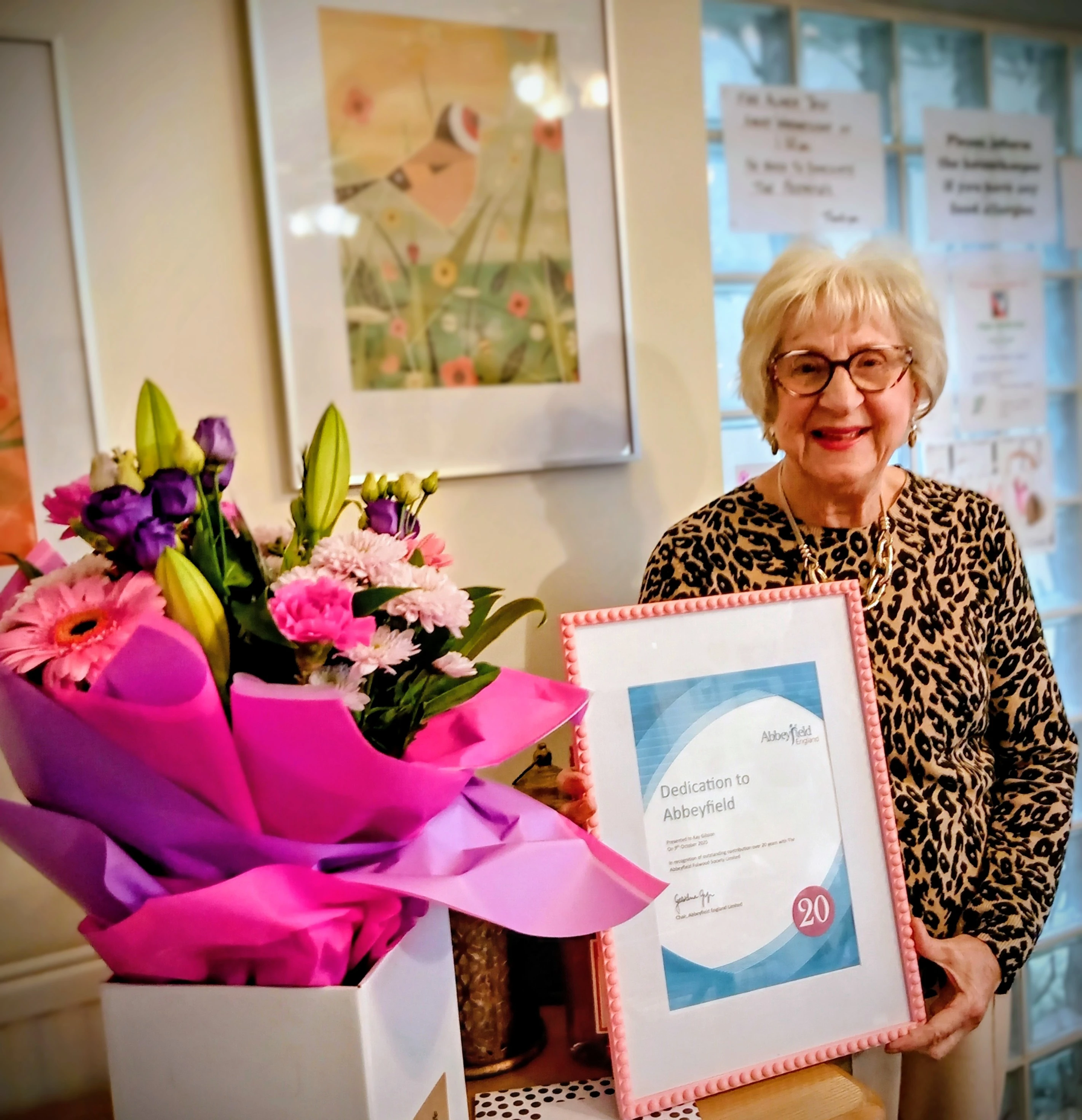 Kay Gibson with Longstanding Achievement Certificate