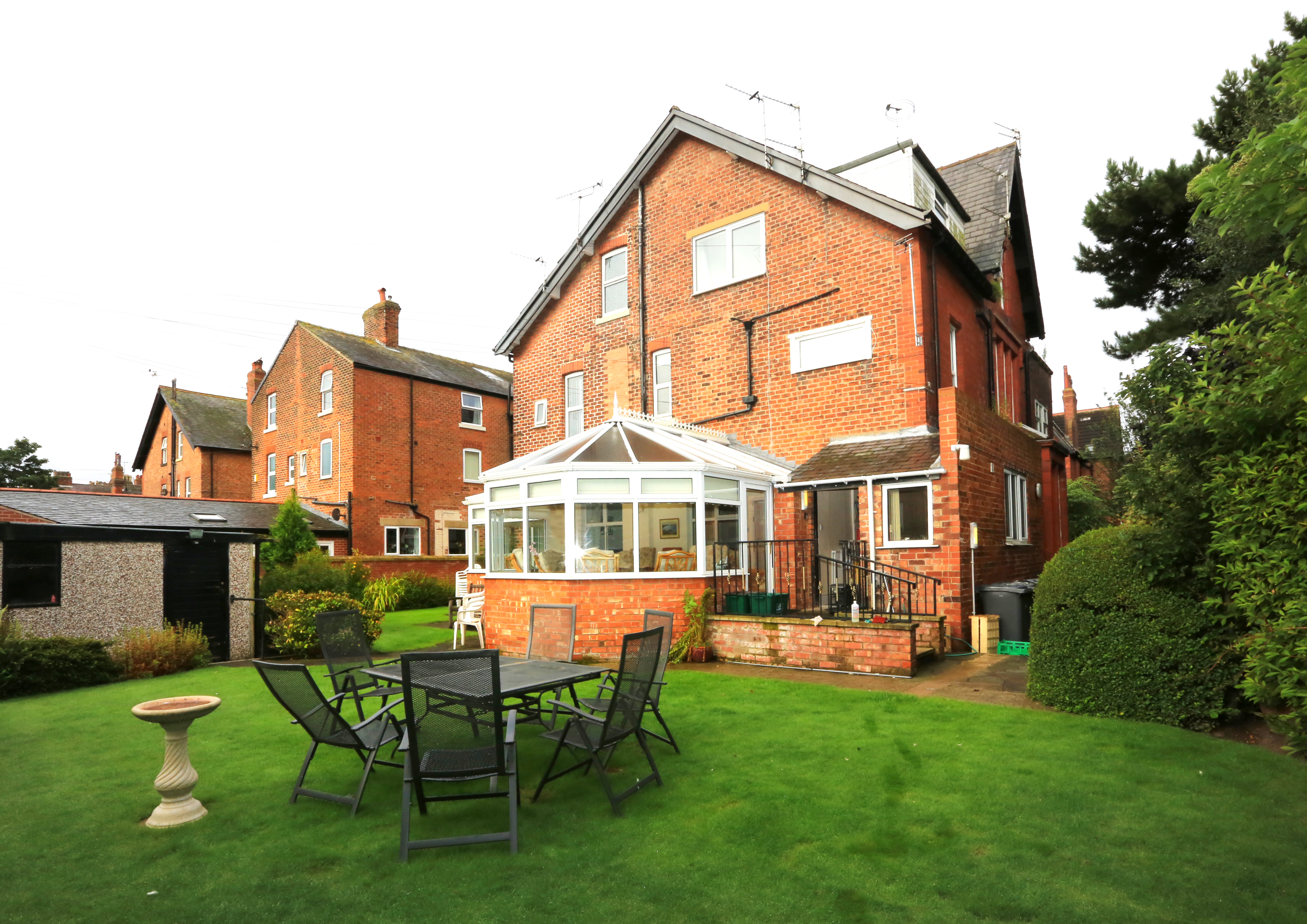 Garden and conservatory at Abbeyfield House, Lytham St Annes FY8 5NN