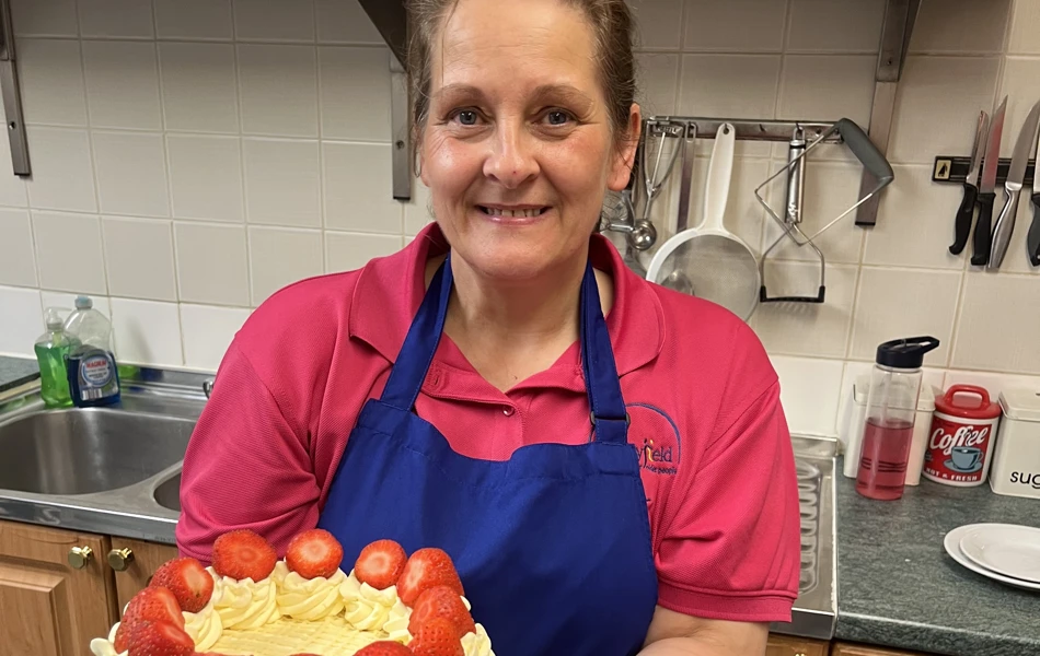 A beautiful cake baked at Sir Charles Starmer House, Darlington DL3 8PD