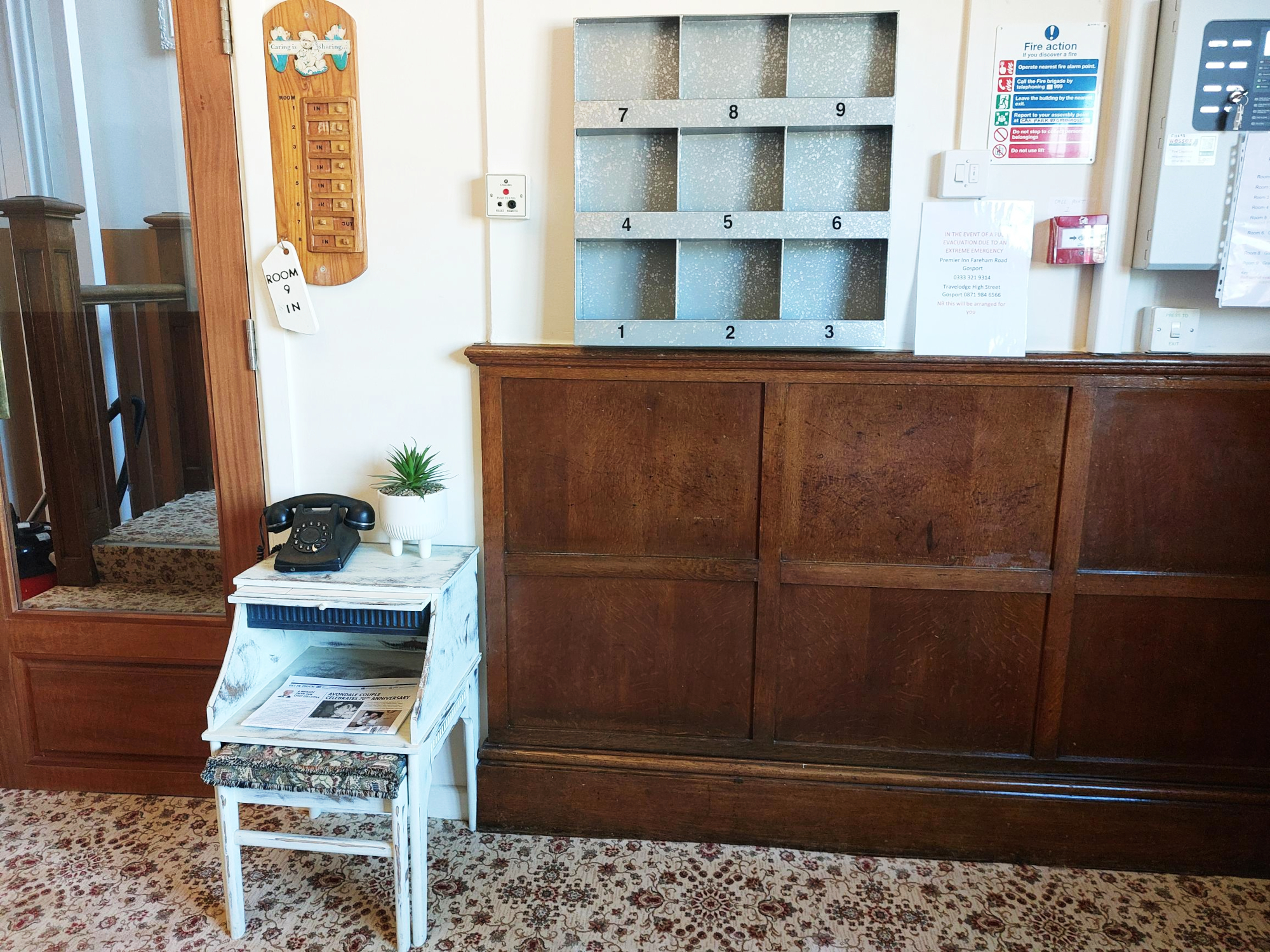 Hallway At Privett Farm House With Old Phone And Mailboxes