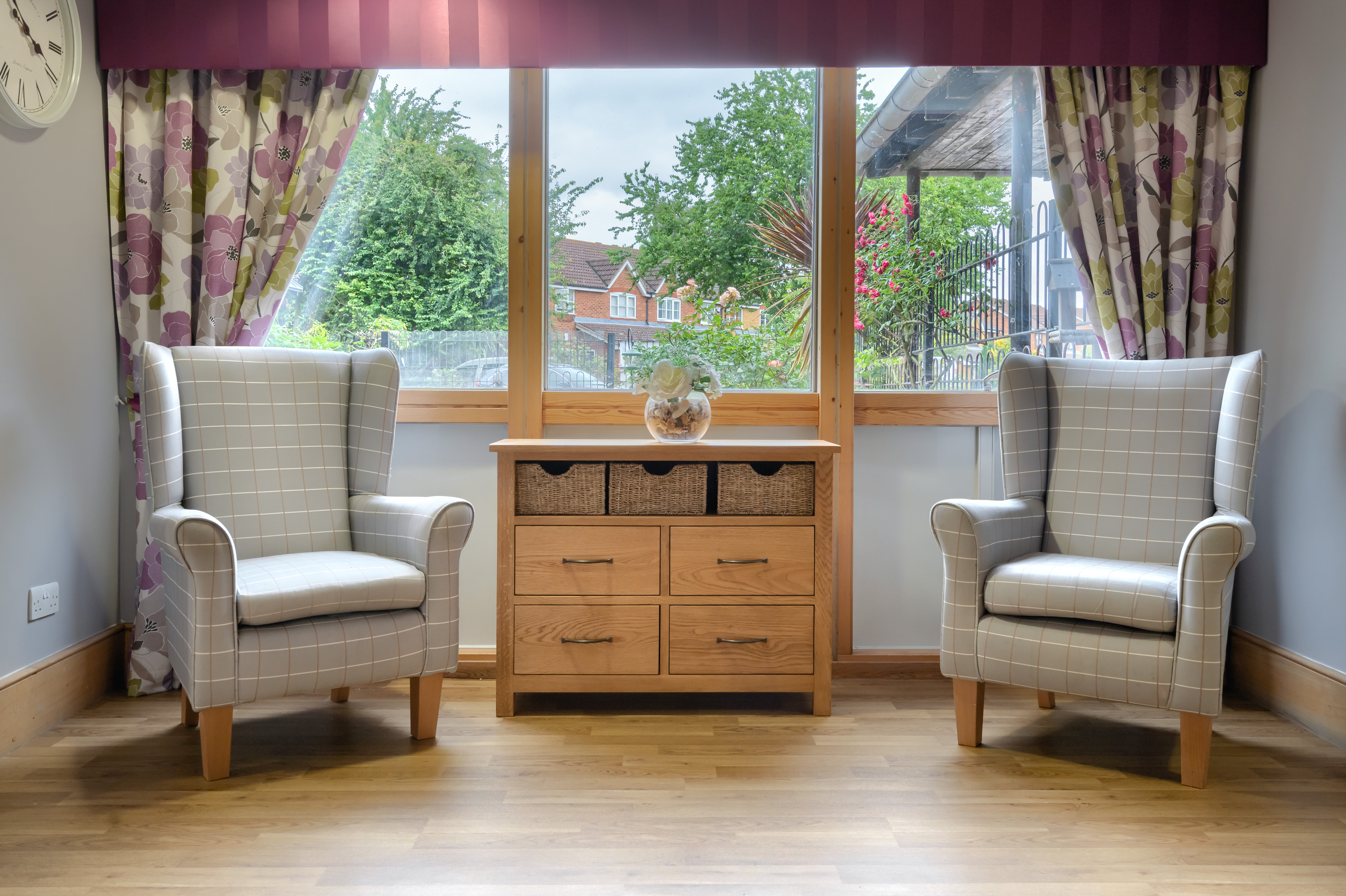 Abbeyfield House, New Malden reception area seating by window