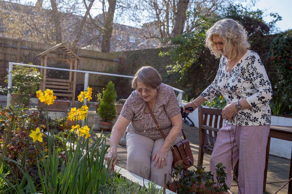 Residents doing some gardening at Abbeyfield House sheltered housing in Tunbridge Wells