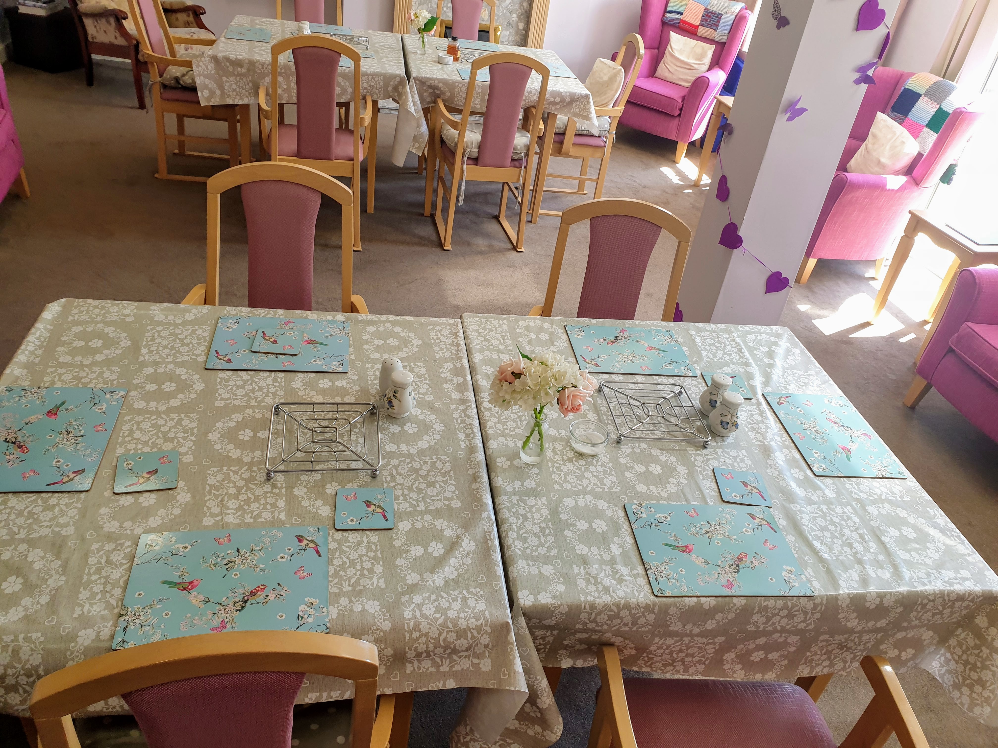 Dining table set for dinner at Millennium House, Barrow in Furness