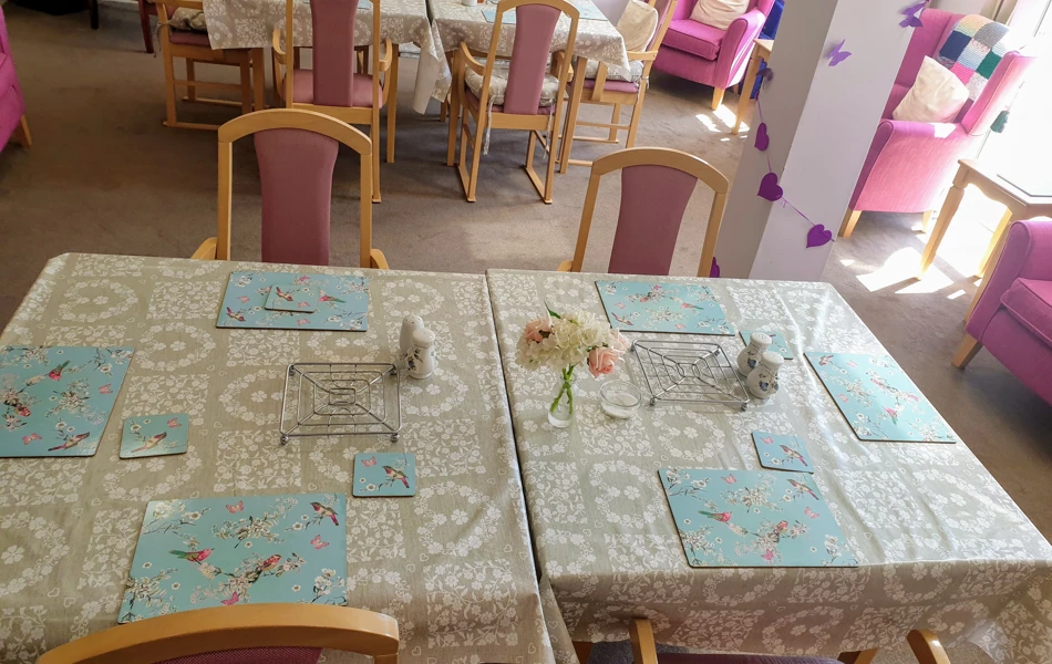 Dining table set for dinner at Millennium House, Barrow in Furness