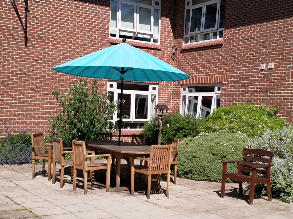 Patio area at Abbeyfield House (SH), York YO24 1LL