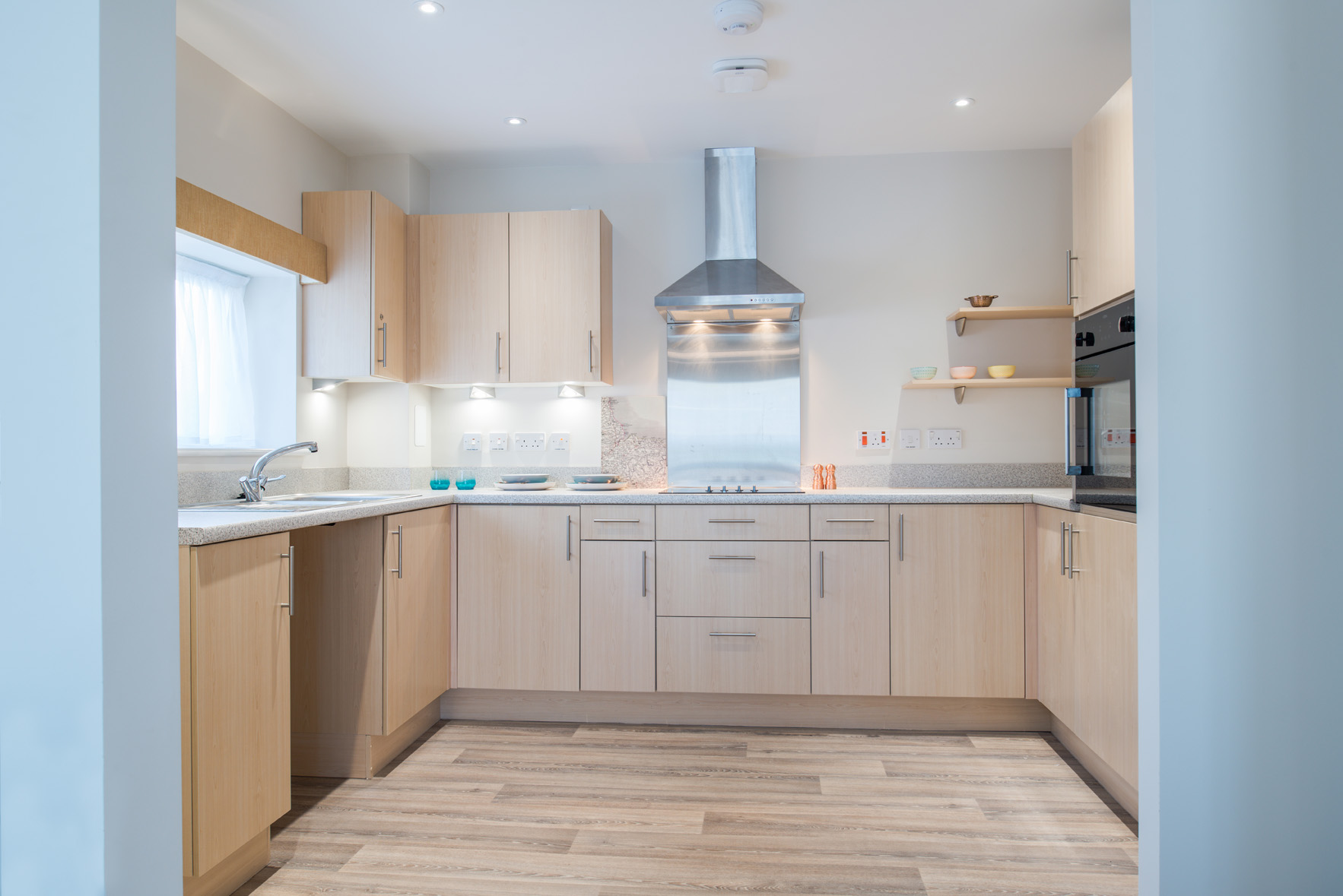 Large brightly lit modern kitchen area at Hope Bank View