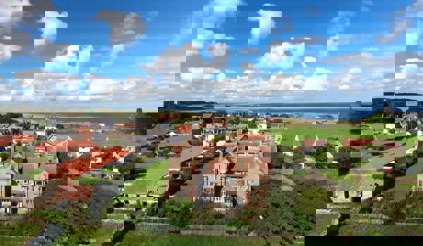 An aerial view of Bamburgh village