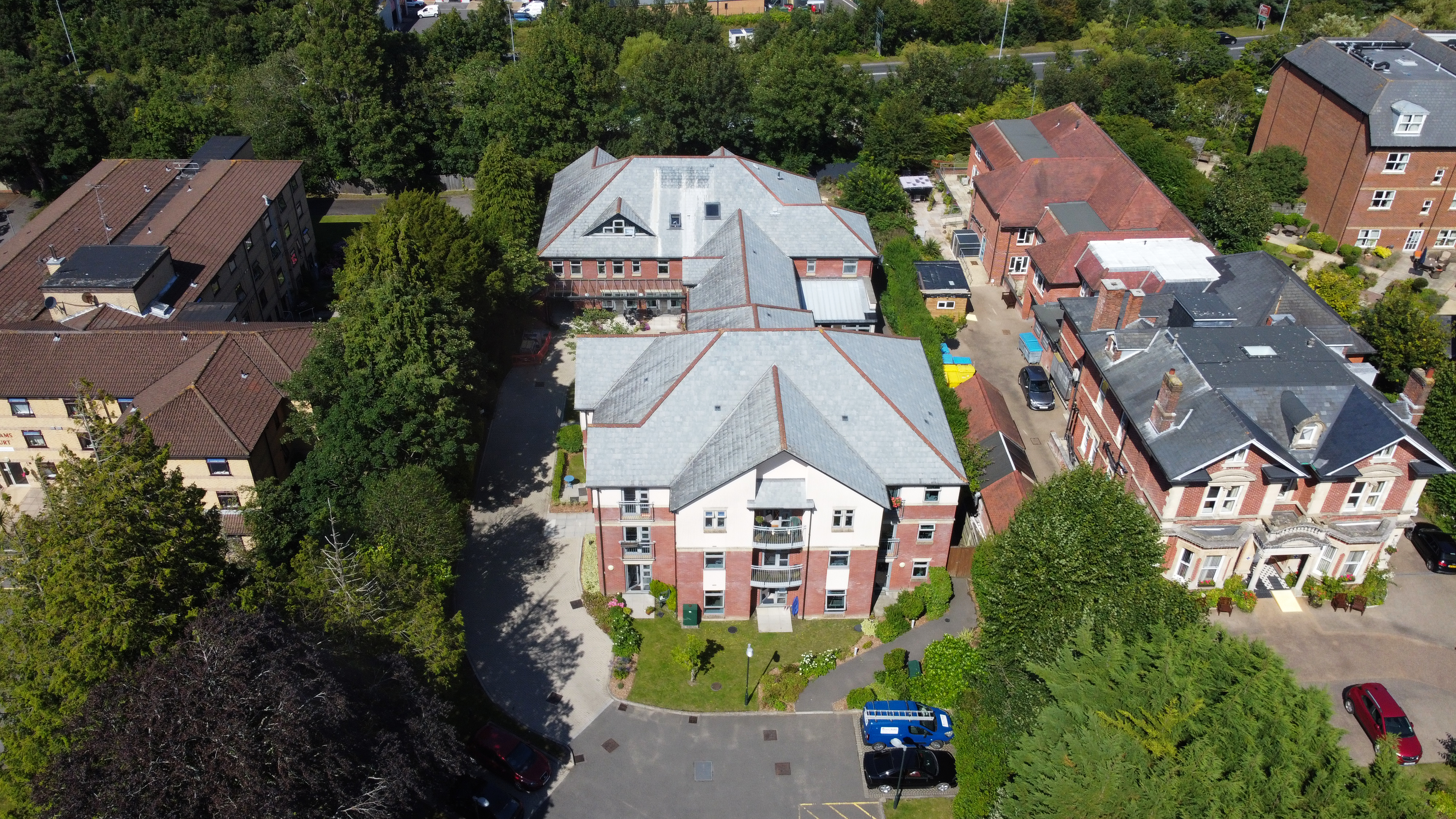 Aerial view high above Westbourne House
