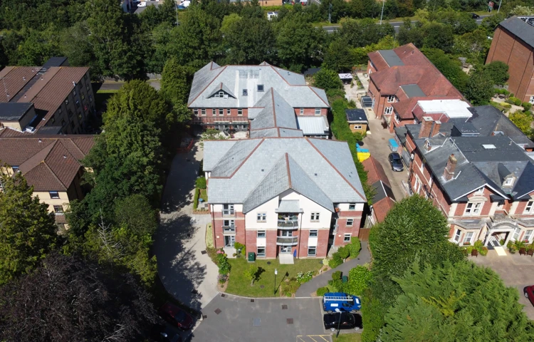 Aerial view high above Westbourne House