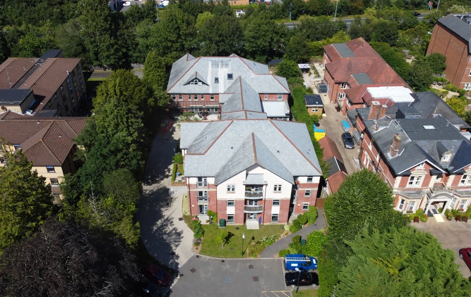 Aerial view high above Westbourne House