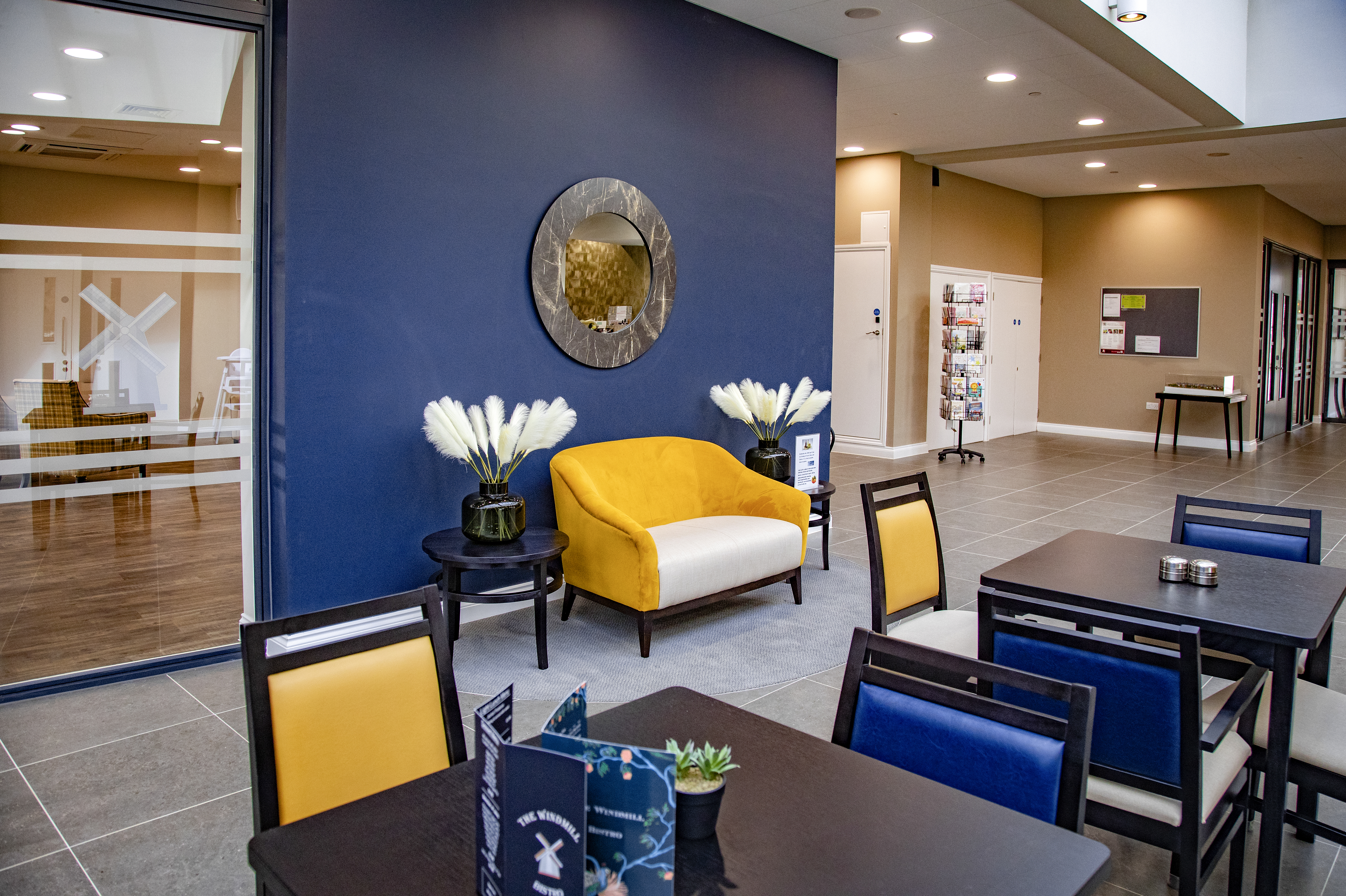 Communal seating area at Polly's Field Village, Braintree CM7 5XD