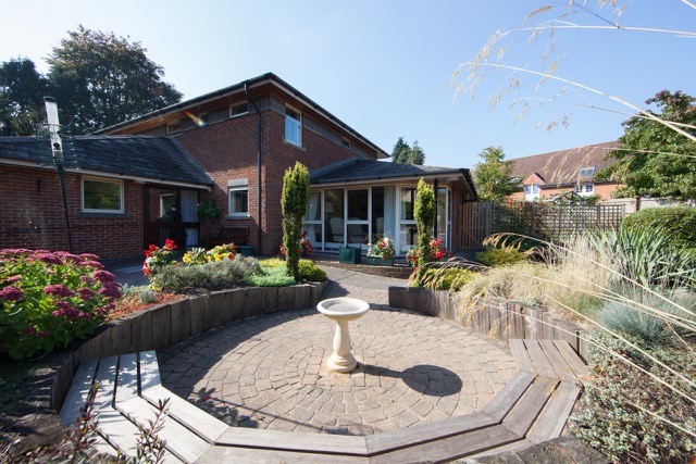 Front garden and entrance at Cunningham House, Pirbright GU24 0JN