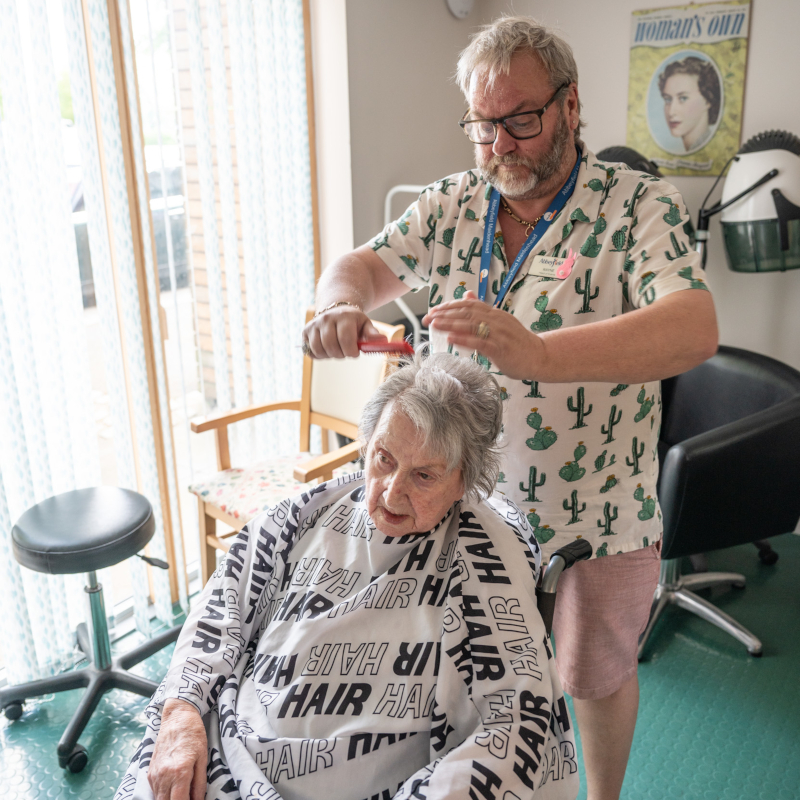 Resident Having A Hair Cut At Winton House