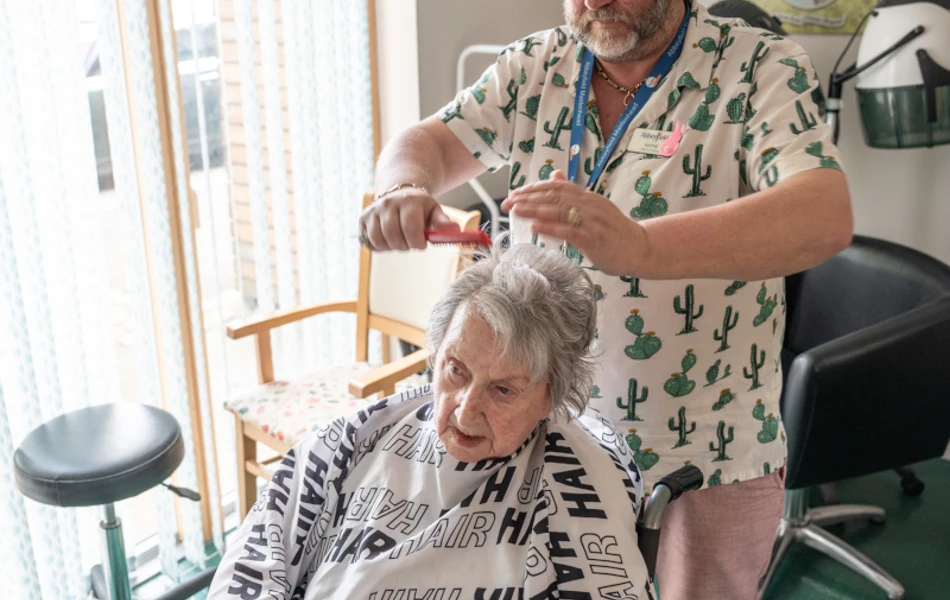 Resident Having A Hair Cut At Winton House