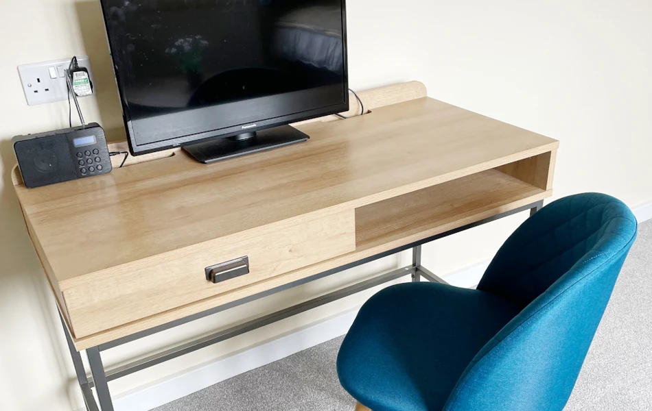 Desk and chair at Abbeyfield House, Chipping Sodbury BS37 6LB