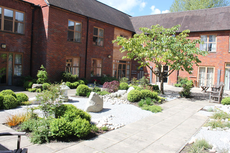 Bright and sunny Japanese gardens at Hatch Mill House
