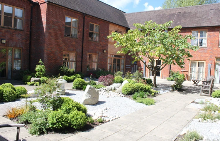 Bright and sunny Japanese gardens at Hatch Mill House