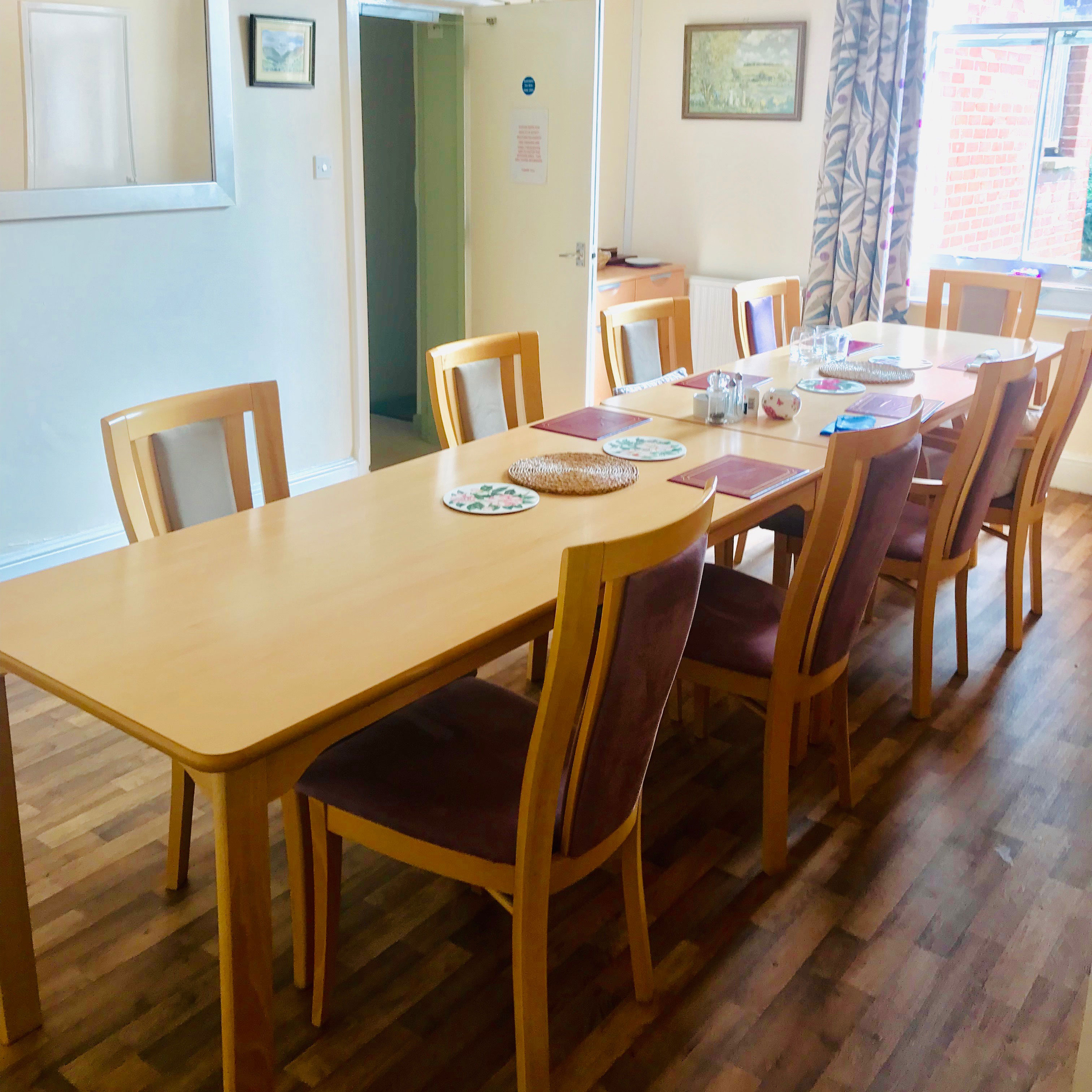 Daily homemade meals are served in the dining room