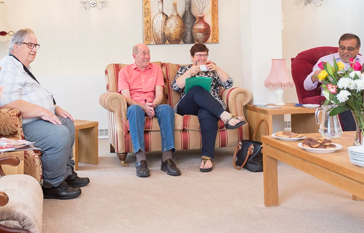 Residents in the lounge at Abbeyfield House, Basildon SS14 1PG