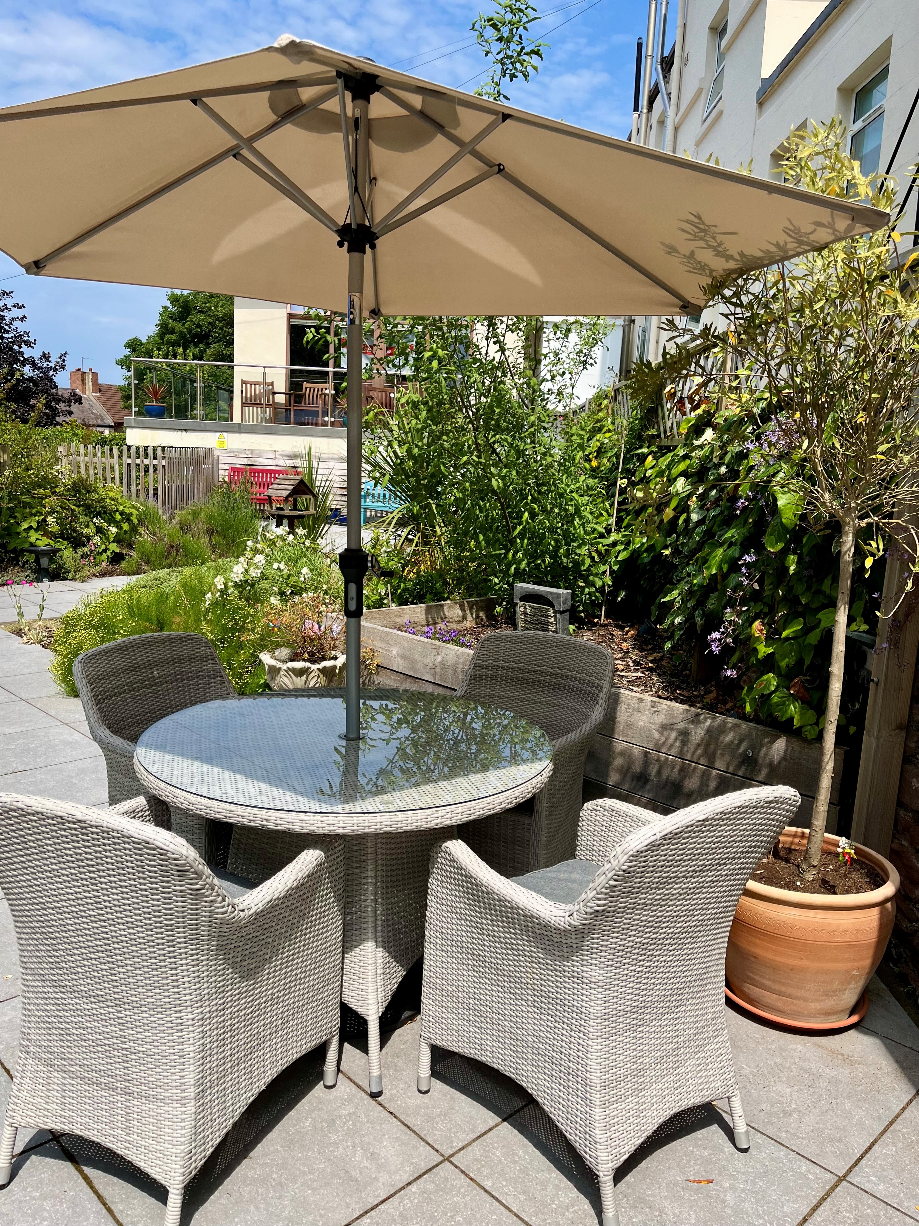 Patio furniture at Lear House, West Kirby CH48 5DT