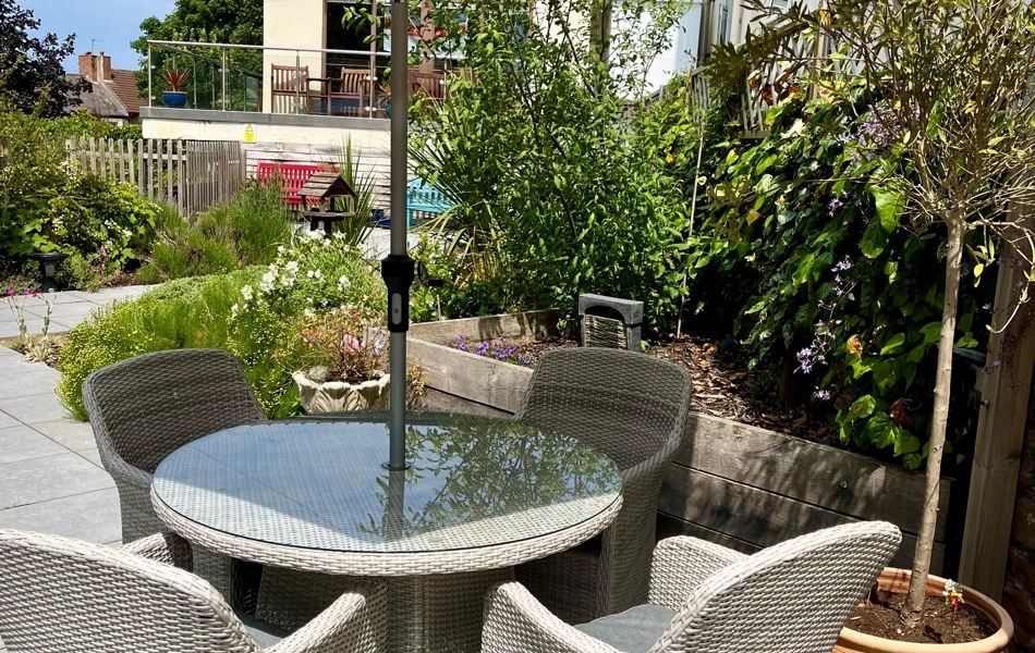 Patio furniture at Lear House, West Kirby CH48 5DT