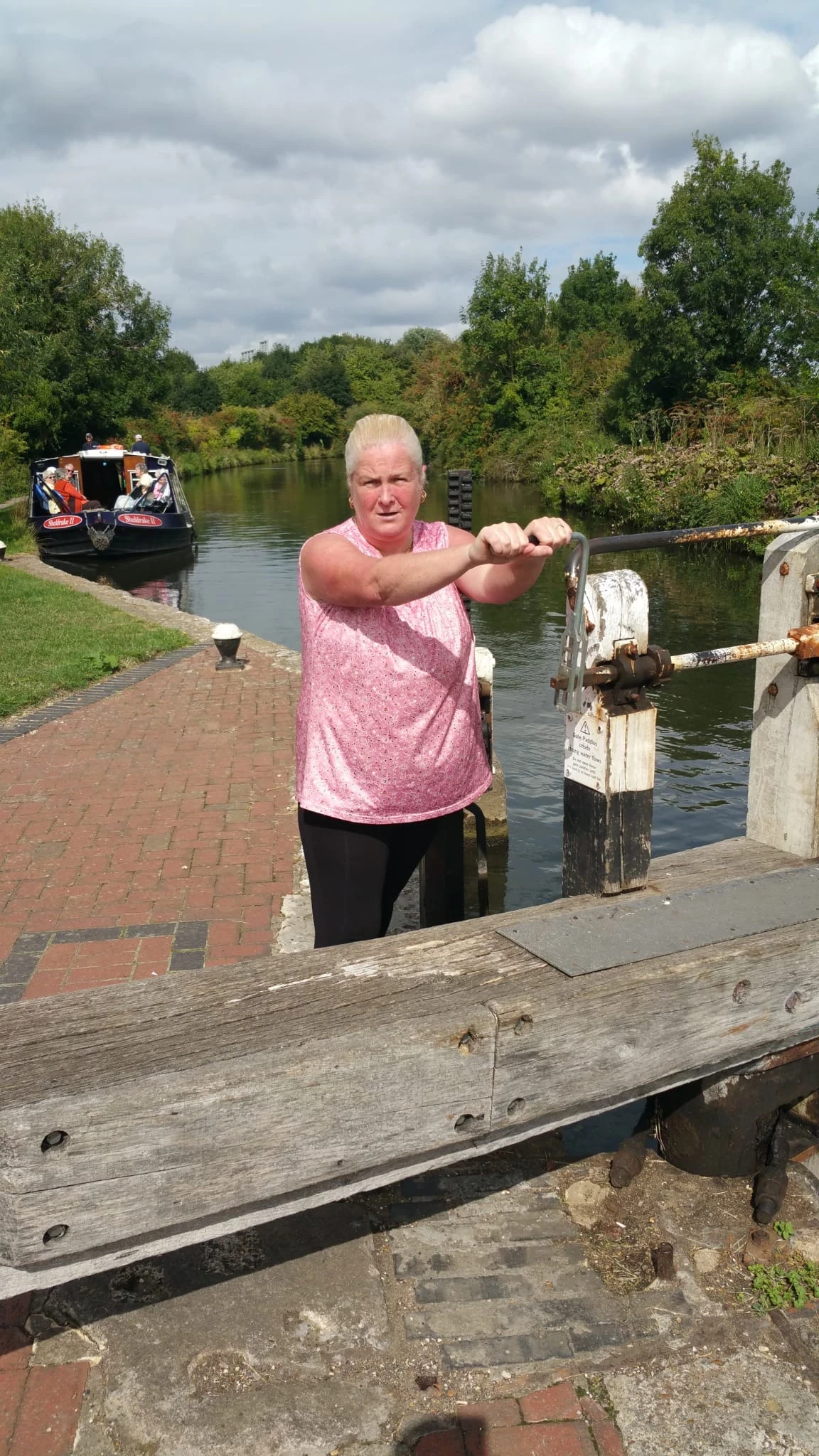 Jacky cranking the canal lock