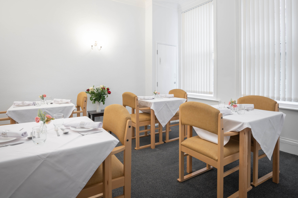 Dining room where residents come together to enjoy meals together