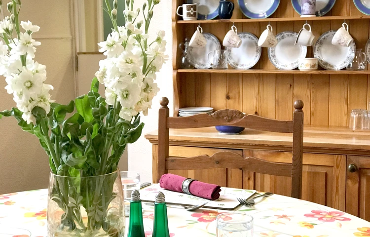 The dining room set for lunch