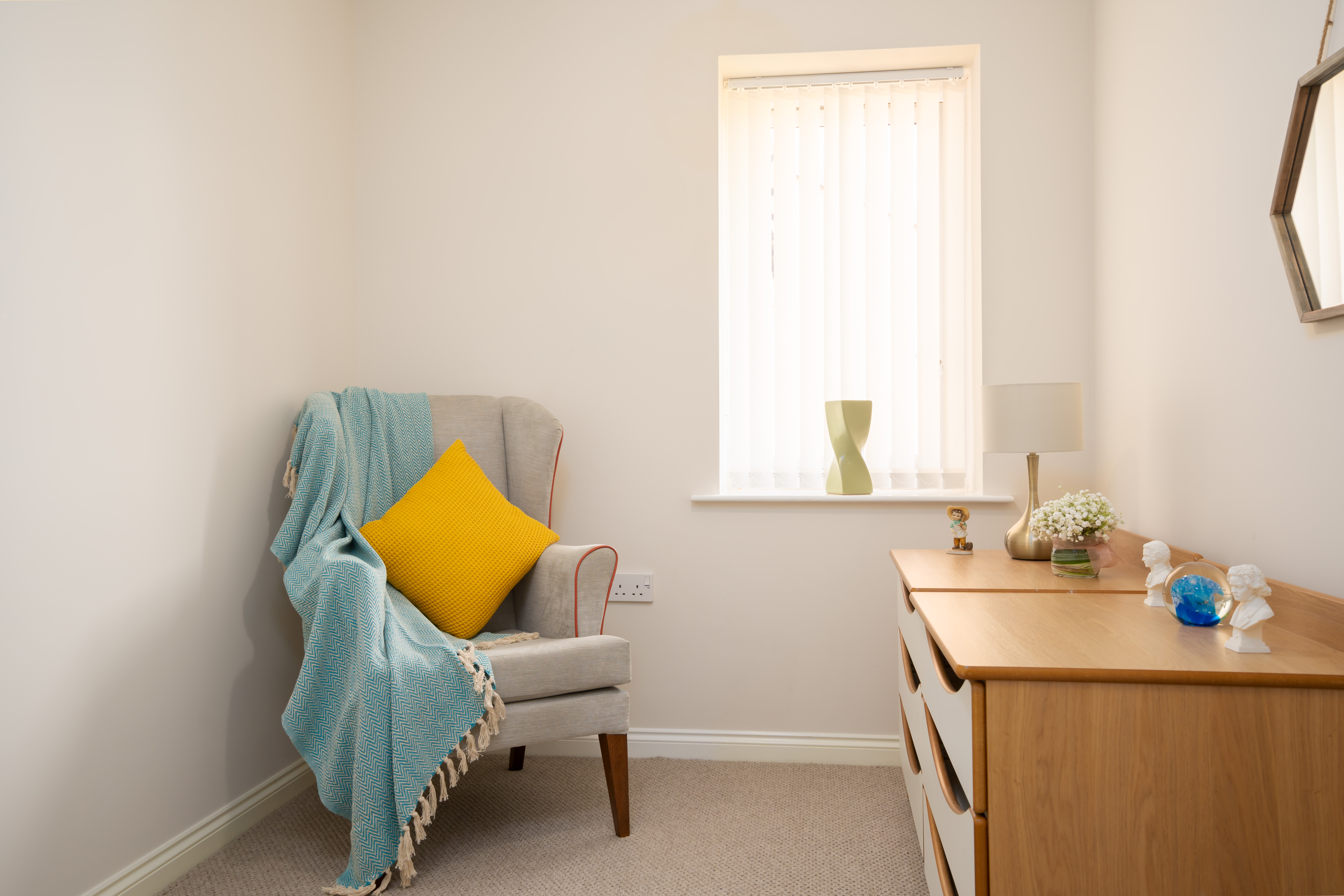 Dressing space within a one-bedroom apartment at Hope Bank View